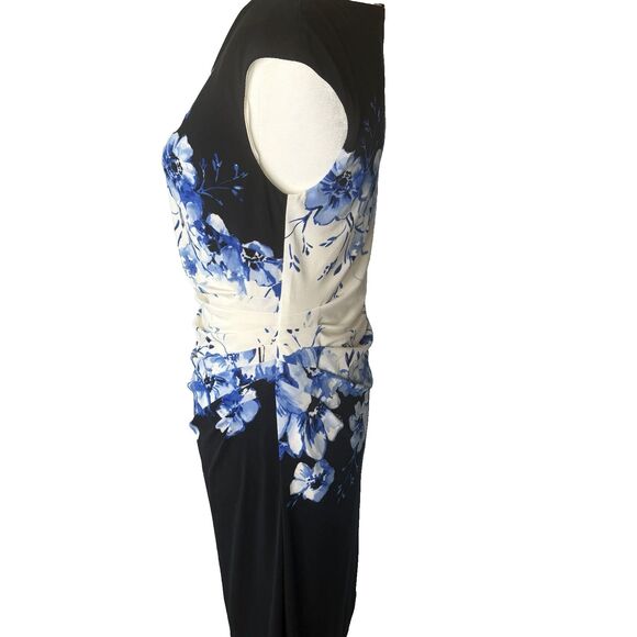 RALPH LAUREN Floral Matte Jersey Sheath Dress Ruched Side Sz 8 Travel Knit Lined - Picture 8 of 16